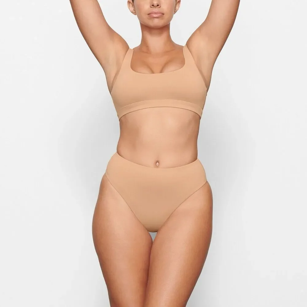 Skims Signature Swim Mid Waist Bottom Ochre Size XXS